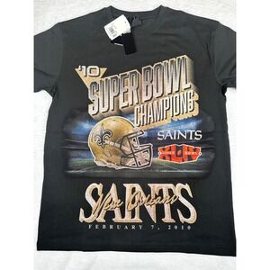 New Era New Orleans Saints Super Bowl XLIV Champions T-Shirt Mens Medium Black